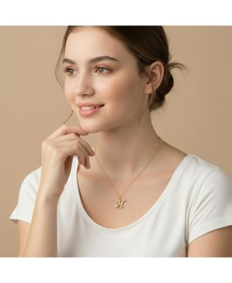 Kids/Teens Personalized 14K Gold Plated Initial Pearl Pendant Necklace