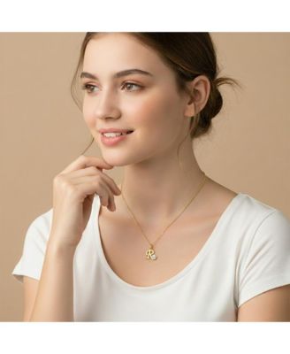 Kids/Teens Personalized 14K Gold Plated Initial Pearl Pendant Necklace