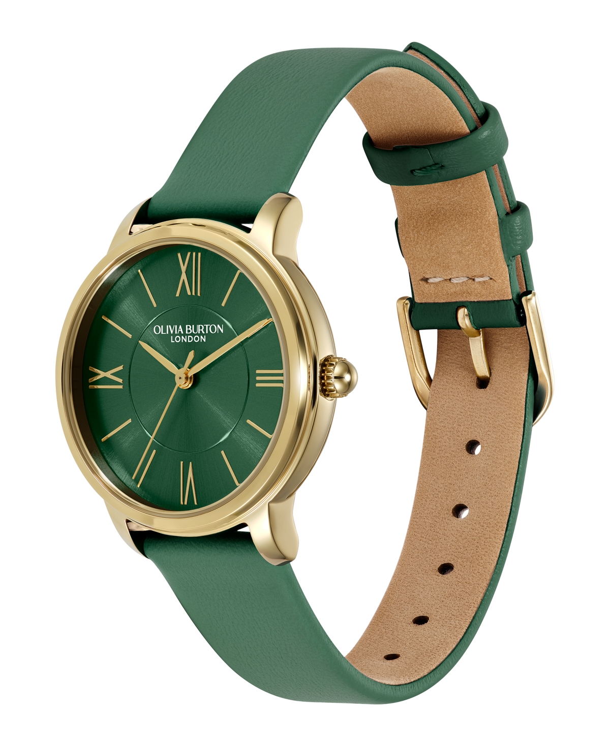 Olivia Burton Women's Westbourne Green Leather Strap Watch, 30mm