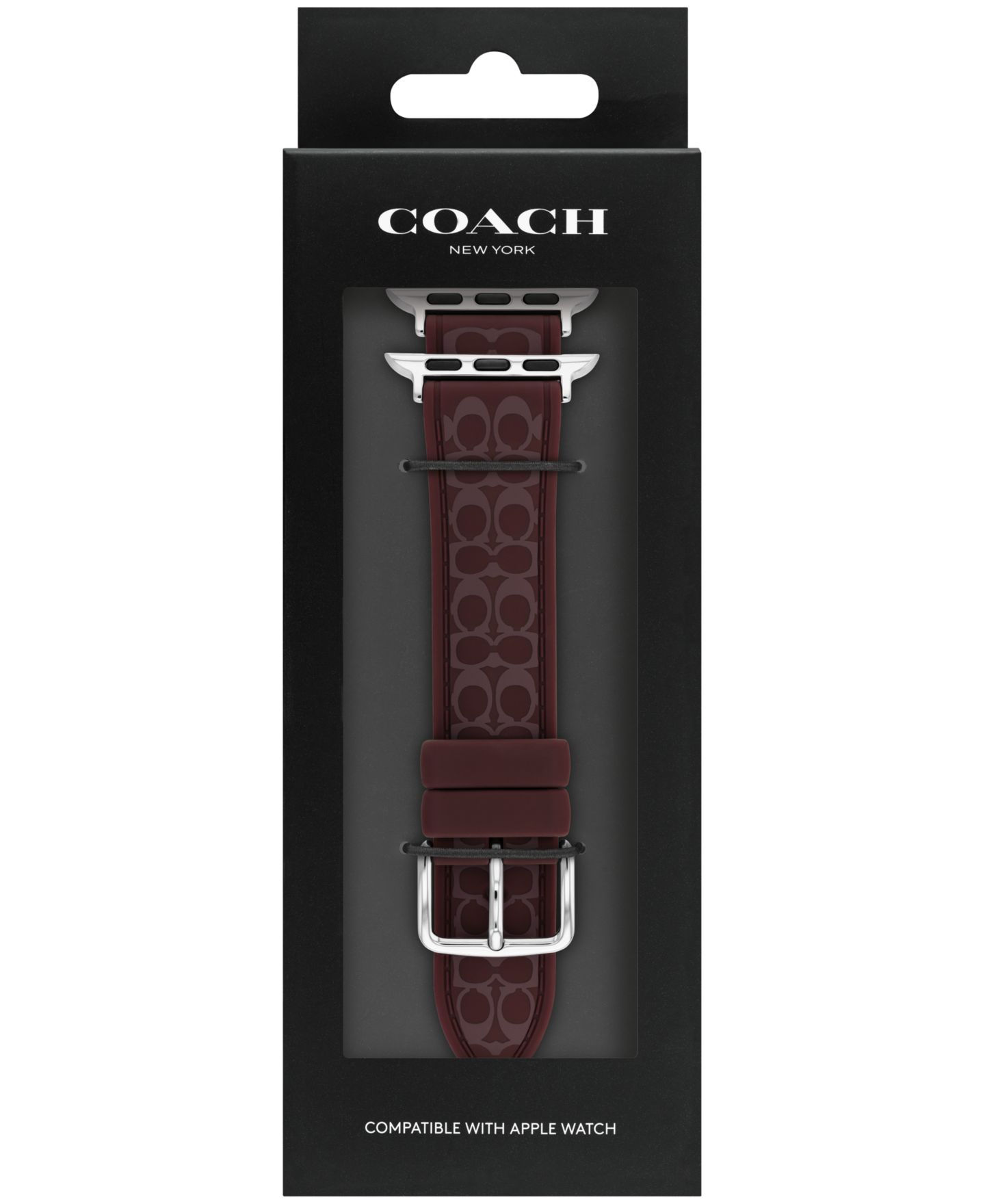 Женские ремешки для часов COACH Black Currant Sig C Silicone Apple Watch, Strap 38mm, 40mm, 41mm — фото 4