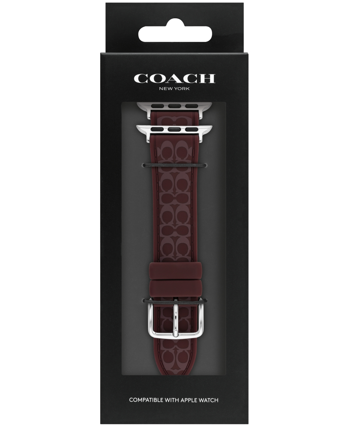 Coach Women's Black Currant Sig C Silicone Apple Watch, Strap 38mm, 40mm, 41mm