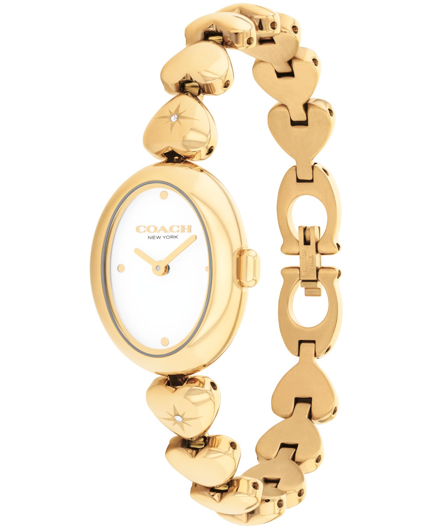 Женские часы COACH Sammy Gold Tone Stainless Steel Hearts Bracelet Watch, 22.5mm — фото 3