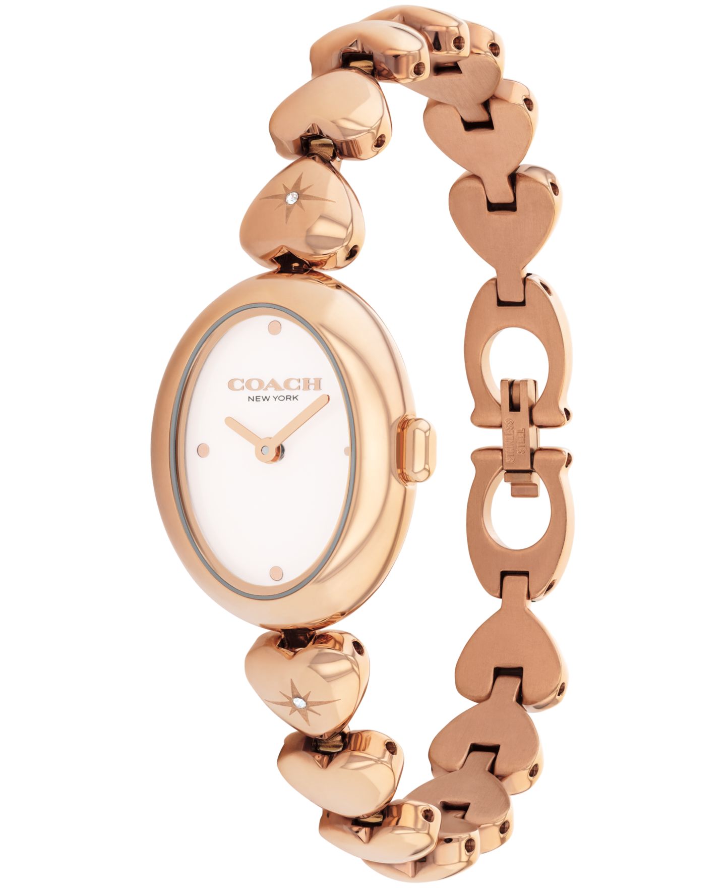 Женские часы Coach Sammy Rose Gold Tone Stainless Steel Heart Bracelet Watch, 22.5mm — фото 3