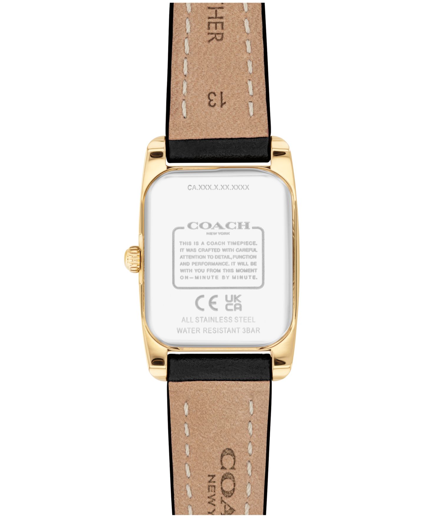 Женские часы Coach Reese Black Leather Strap Watch, 20x30mm — фото 2
