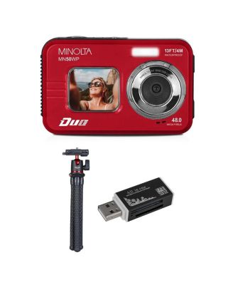 Duo MN50WP Waterproof Digital Camera with Dual LCD and Accessories Kit