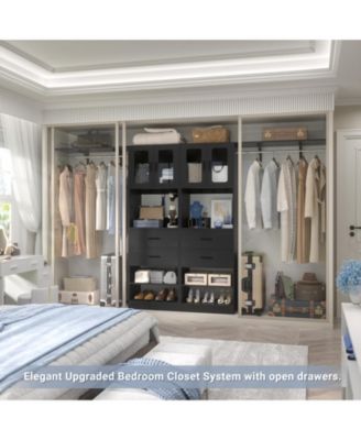 5FT Closet Organizer with Drawers, Hanging Rod, Reversible Shelves, and Cabinet