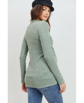 Maternity Mock Neck Long Sleeve Ribbed Top