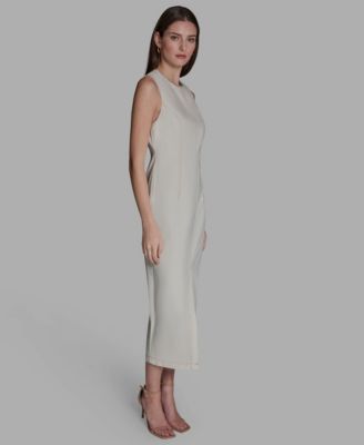 Women's Sleeveless Rhinestone Crew neck Midi Dress