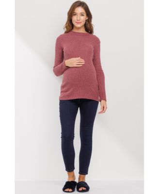 Maternity Mock Neck Long Sleeve Ribbed Top
