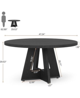 Round Dining Table for 4, 47 Inch Wide