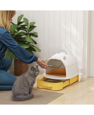 Cat Litter Box, Cove Kitty Litter Box with Lid, Scoop,