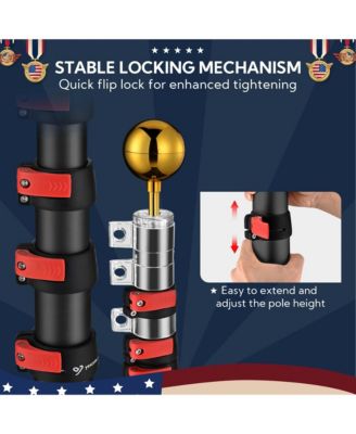 EZ GO 30Ft Commercial Telescoping Flag Pole Kit Portable Display Sign Banner Pole for Outside Hotel Business Events Advertising Flag Black