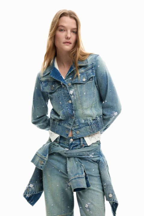 Женские куртки Desigual Embroidered trucker jacket