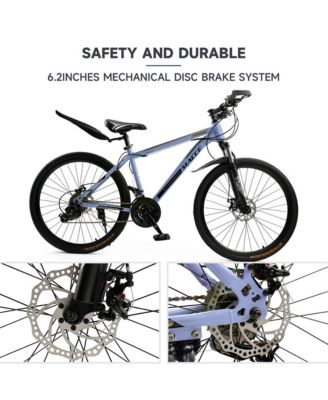 26-Inch 27-Speed Mountain Bike for Adults with Dual Disc Brakes & High-Carbon Steel Frame, Suspension Fork