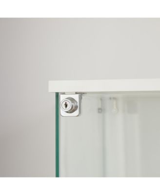 4 Tier Glass Display Cabinet with Lock, Wheels, and Acrylic Shelves