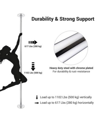 3 Pack 9.25 FT Spinning Static Dancing Pole Kit for Fitness Studio Club Silver