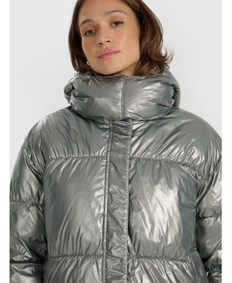 Women's down jacket with synthetic filling - silver