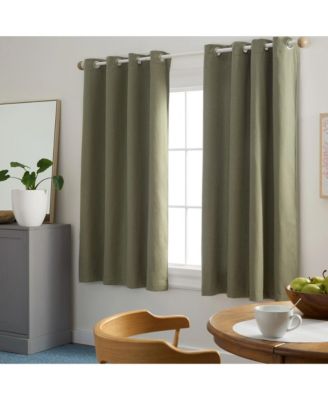 Selena Coffee Brown Solid Linen Texture Room Darkening, Grommet Top Curtain Panels