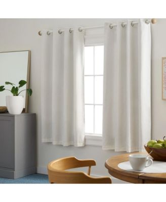 Set of 2 Selena Solid Linen Texture Room Darkening, Grommet Top Curtain Panels