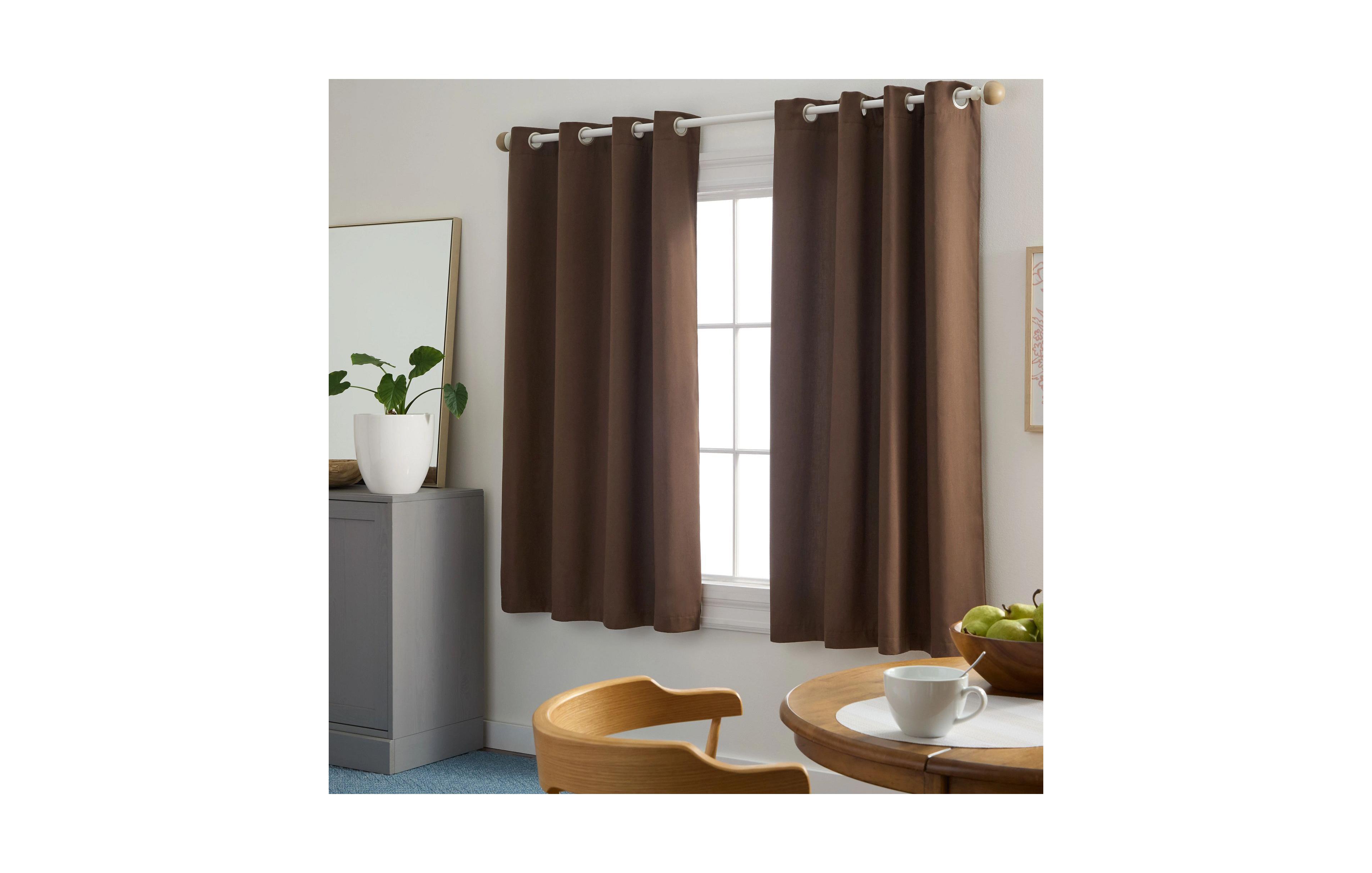 Town & Country Basics Set of 2 Selena Solid Linen Texture Room Darkening
