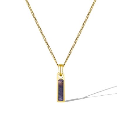 Vincero Mens Birthstone Tag Necklace - Gold Pendant - Amethyst - February 76$