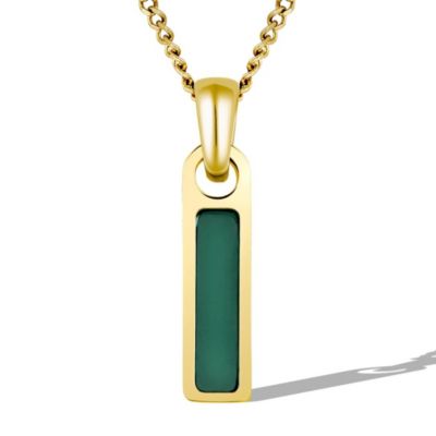 Men's Birthstone Tag Necklace - Gold Pendant