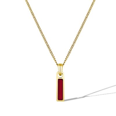 Vincero Mens Birthstone Tag Necklace - Gold Pendant - Ruby - July 95$
