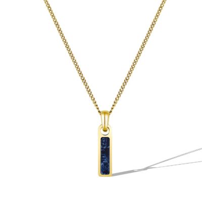 Vincero Men's Birthstone Tag Necklace - Gold Pendant - Sapphire - September