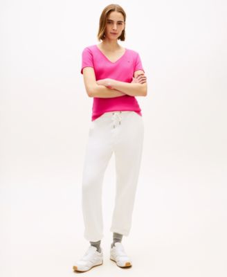 Women's Rib Slim V-Neck Short-Sleeve T-Shirt