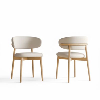 Mid-Century Modern Dining Chairs Set of 2 with Wooden Legs for Kitchen and Living Room