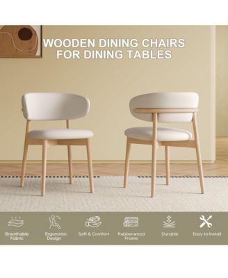 Mid-Century Modern Dining Chairs Set of 2 with Wooden Legs for Kitchen and Living Room