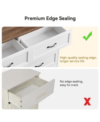 6 Drawer White and Brown Modern Dresser, Chest of Drawers Organizers, Closet Storage Cabinet for Bedroom