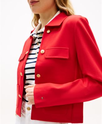 Women's Ponte Novelty Band Collar Jacket