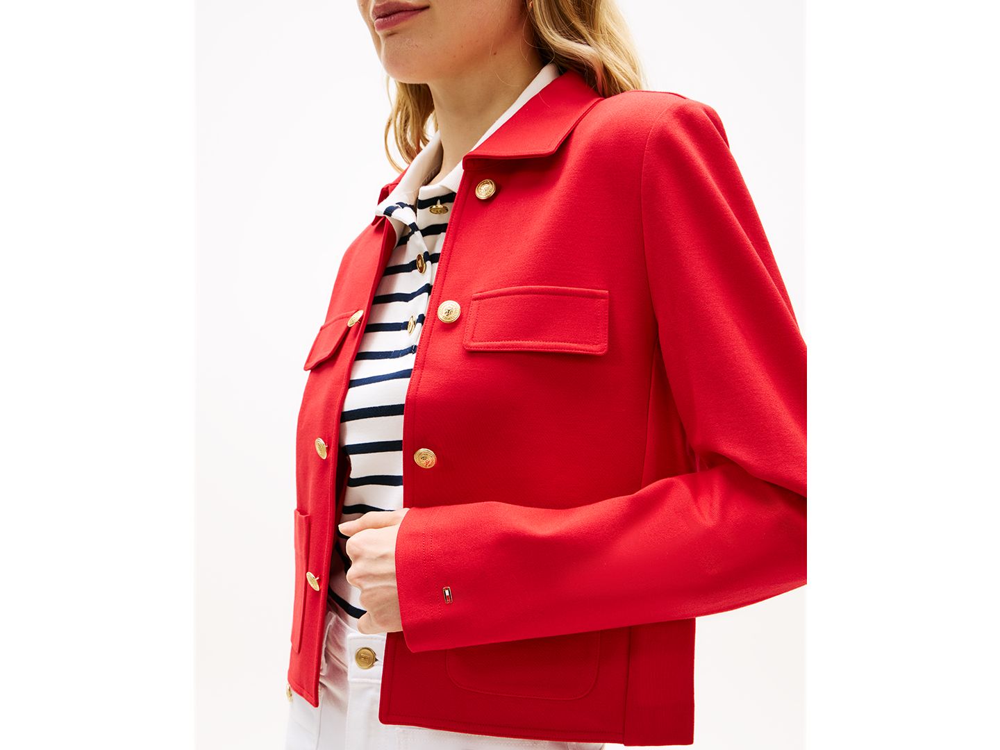Женская куртка Tommy Hilfiger Ponte Novelty Band Collar, цвет: Красный — фото 3
