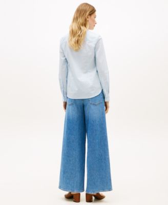 Women's Clip Dot Roll-Tab Collared Shirt