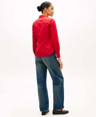 Women's Classic Poplin Roll-Tab Long-Sleeve Shirt