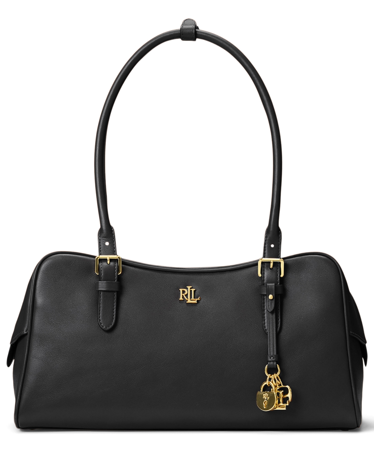 Lauren Ralph Leather Large Marcy Zip Satchel Bag