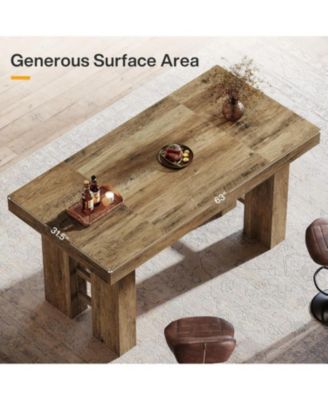 63-Inch Long Bar Table, Farmhouse Rectangular Counter Height Pub Table, Wood Home Bar Unit