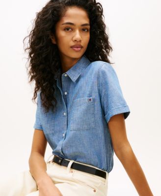 Women's Short-Sleeve Chambray Shirt