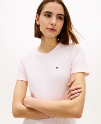 Women's Rib Crew Neck Short-Sleeve Slim T-Shirt