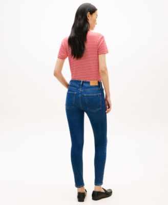 Women's Denim Dark Blue Skinny Ankle Jeans