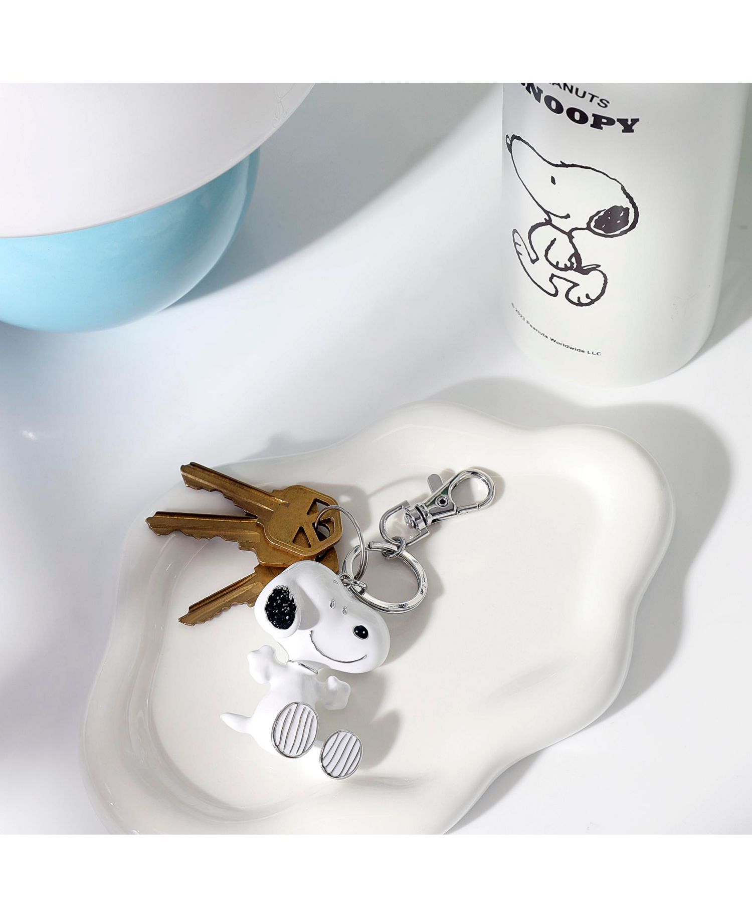 Snoopy Keychain, Silver-Tone Enamel Bag Charm