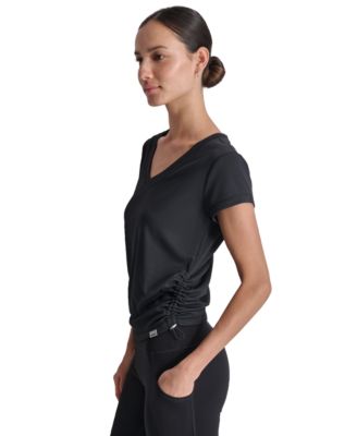 Women's Ruched Side Seams V-Neck Tech T-Shirt
