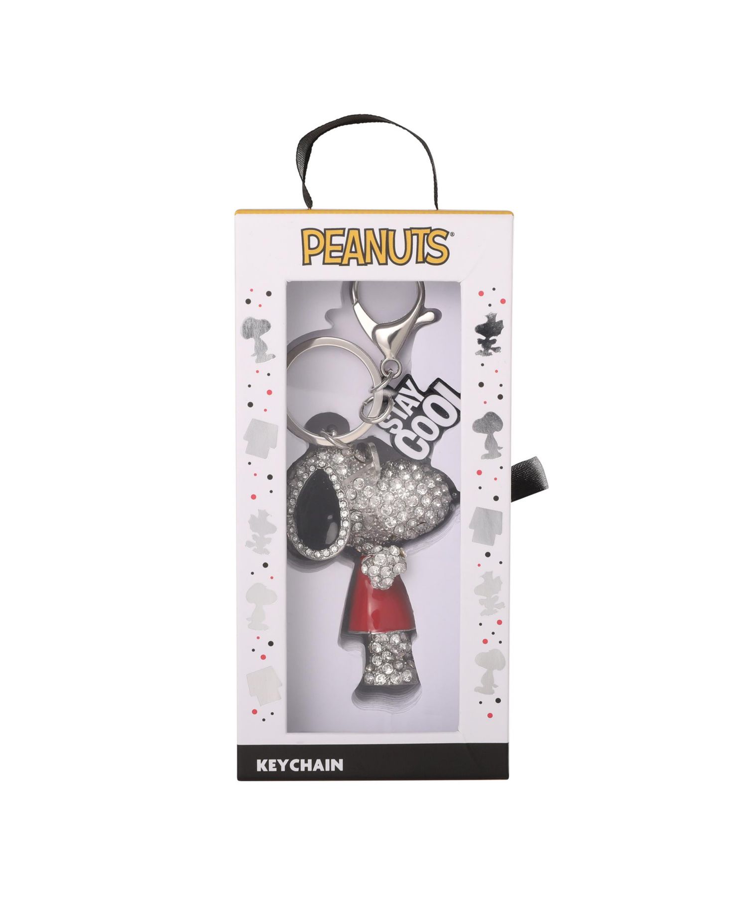 Snoopy 'Joe Cool' Crystal Keychain with Stay Cool Tag, Silver Tone