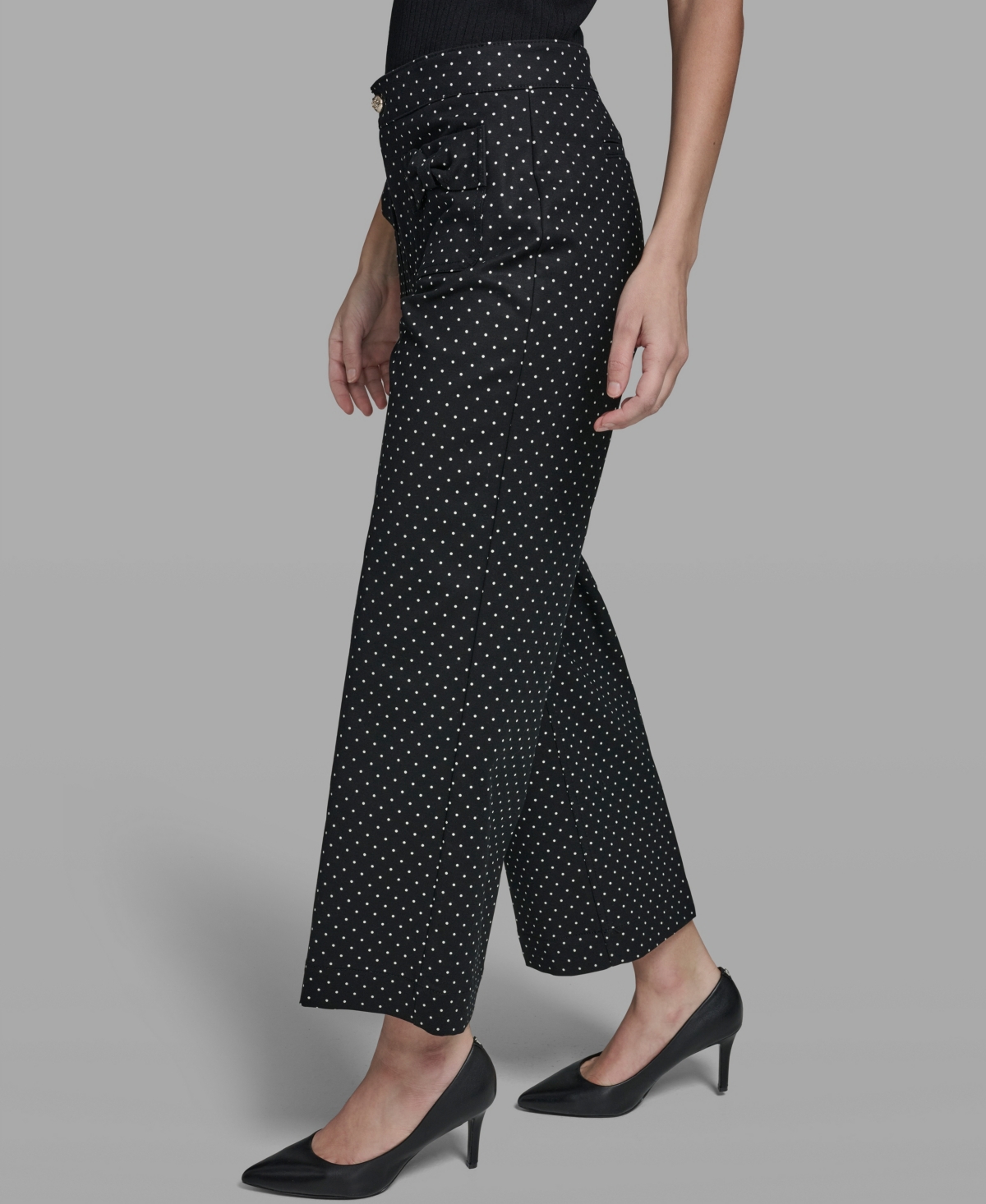 Karl Lagerfeld Paris Women's Mid Rise Polka Dot Bow Pants