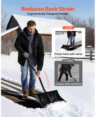 Snow Shovel, 17" Wide Plastic Blade w/ Aluminum Edge, D-Handle, Lightweight Driveway Snow Shovel