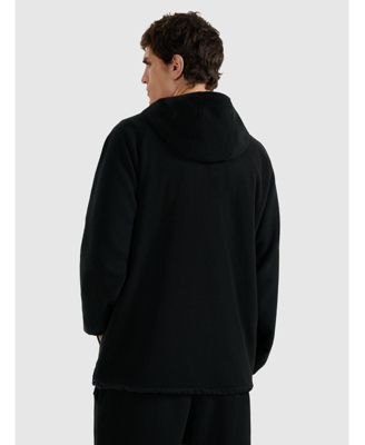 Men's regular fleece with hood - black