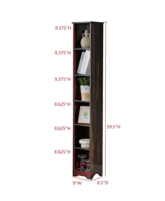 Mora 6-Tier Tall Narrow Slim Bookcase, Antique White