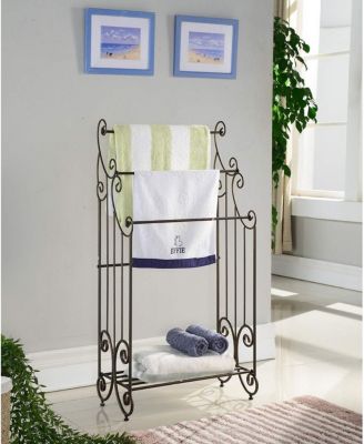 Pewter Metal Towel Racks for Bathroom with Shelf - 3 Long, Sturdy, Versatile & Modern Towel Rack with Storage Shelf