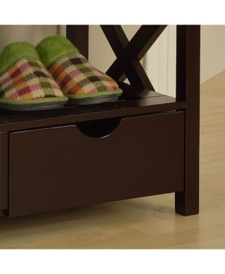 Wood Shoe Storage Bench – Entryway Organizer with Drawers & Seating